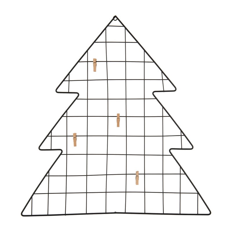 Wandrekje kerstboom met clips - zwart - 50x54 cm
