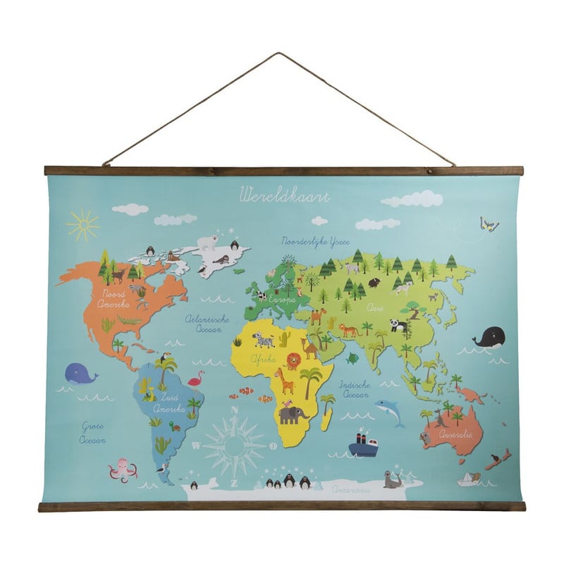 Kids wereldkaart - 100x70 cm