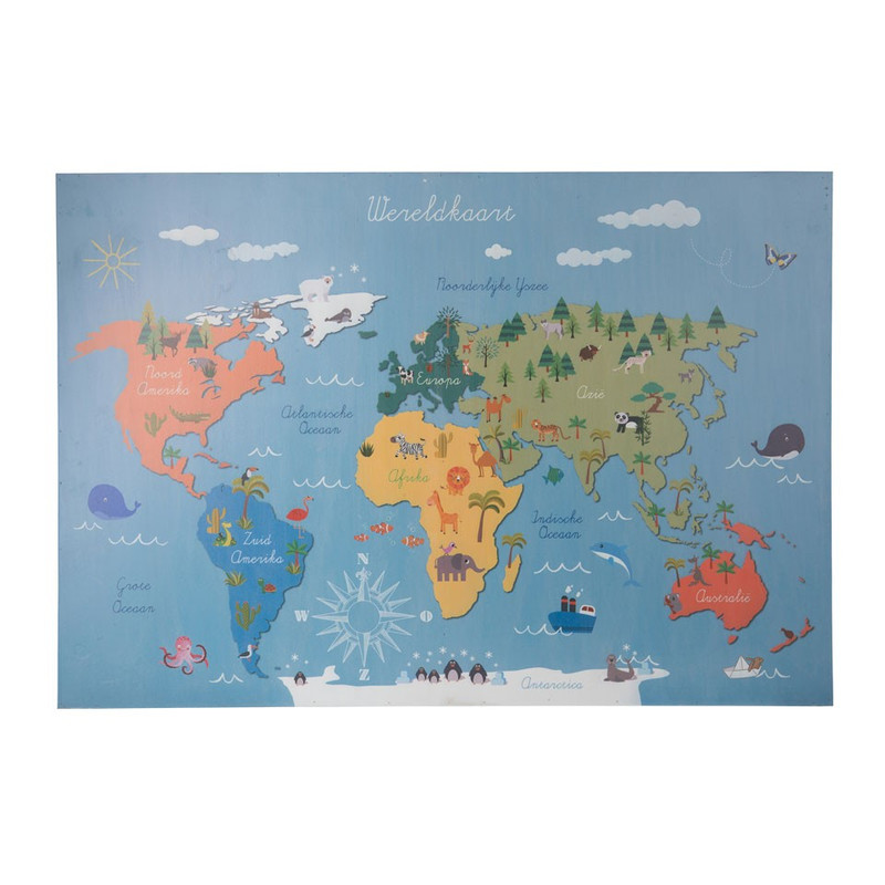 Worldmap op hout - kids 