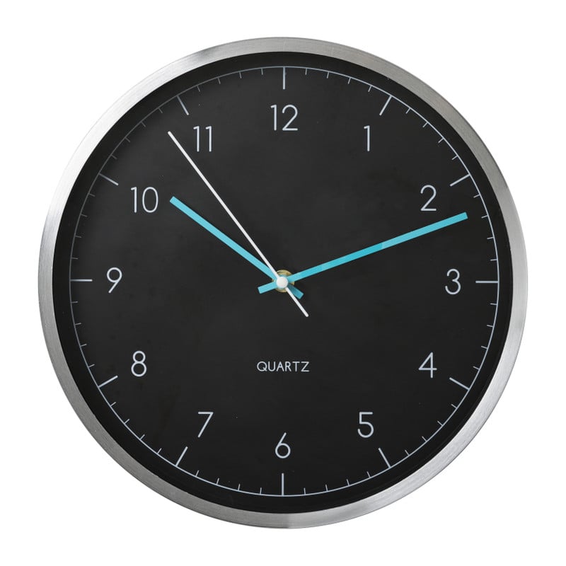 Wandklok aluminium - zwart - ø30 cm 