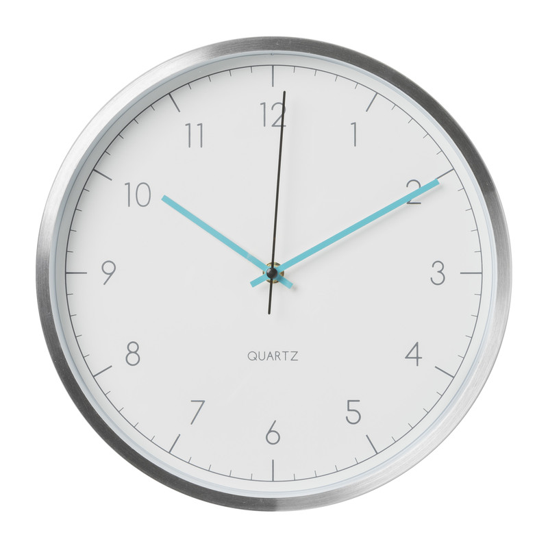 Wandklok aluminium - wit - ø30 cm 