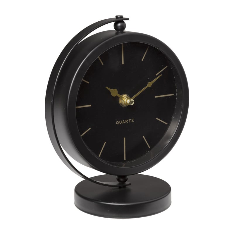Tafelklok rond - metaal - 16x10.5x20 cm