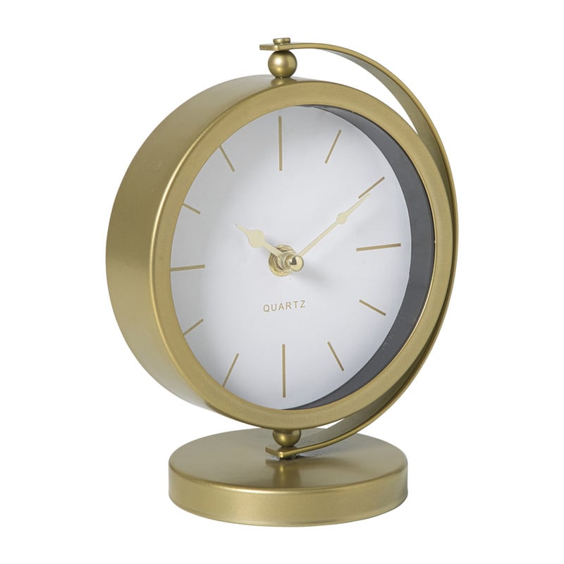 Tafelklok metaal - goud - 20x16x10.5 cm