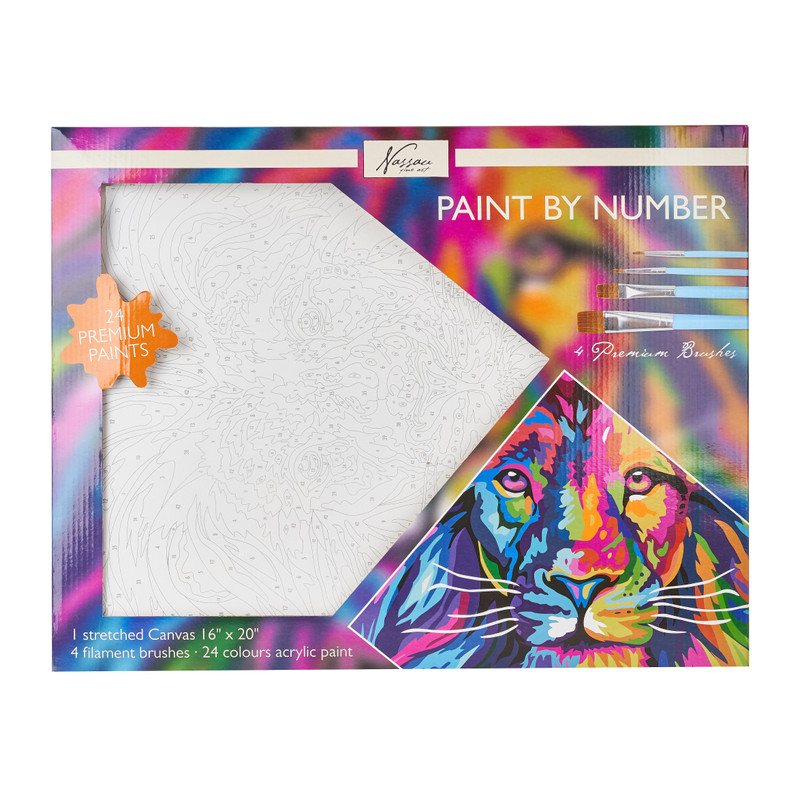 Verven op nummer - leeuw - 51x42x3 cm