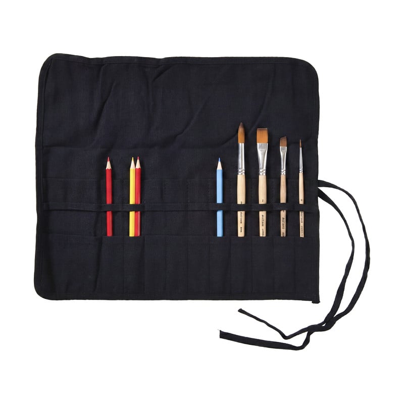Penselen etui - zwart - 20x33 cm 