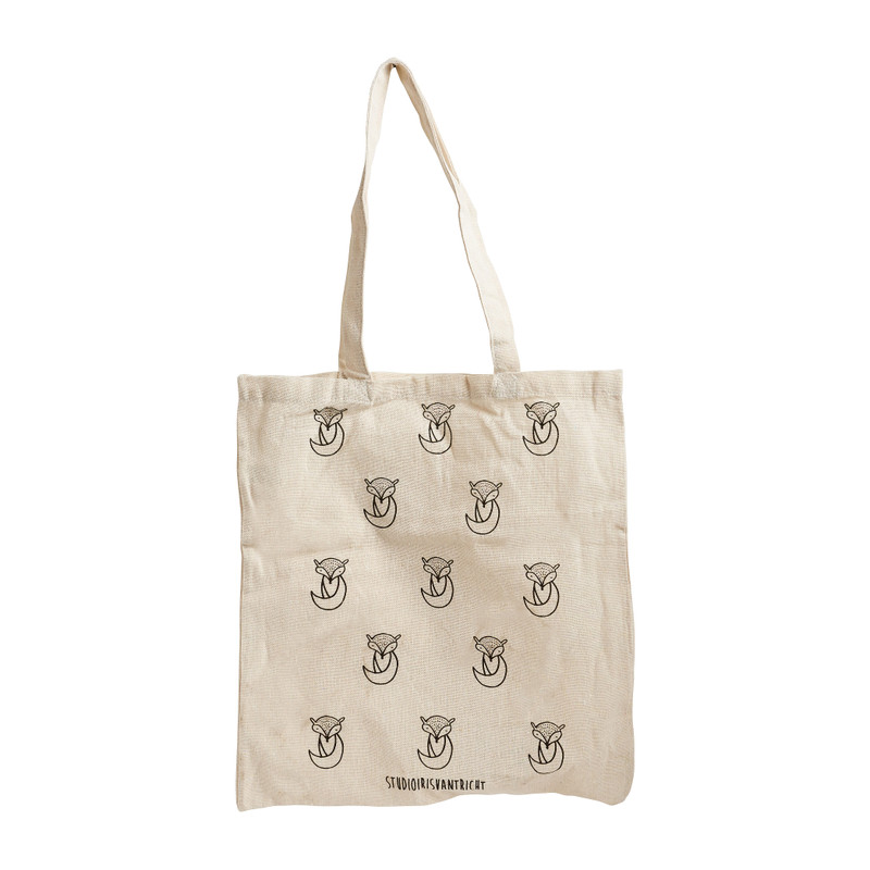 Linnen tas foxes - wit - 37x40 cm