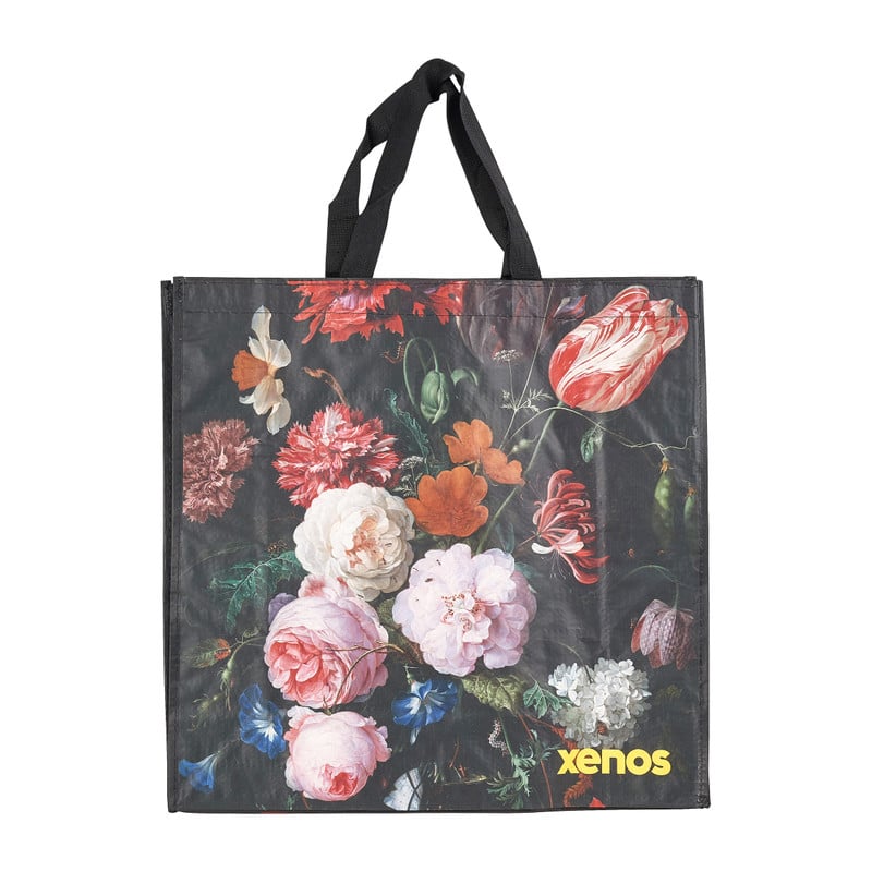 Shopper black flower -  zwart - 46x15.5x45 cm 