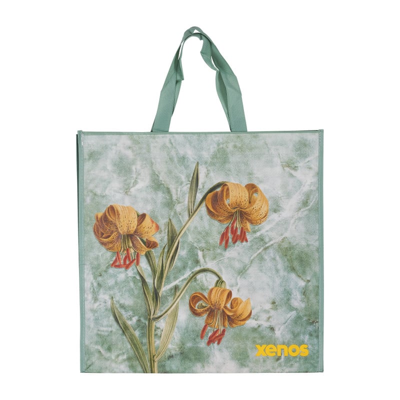 Shopper flower - groen - 46x15.5x45 cm 