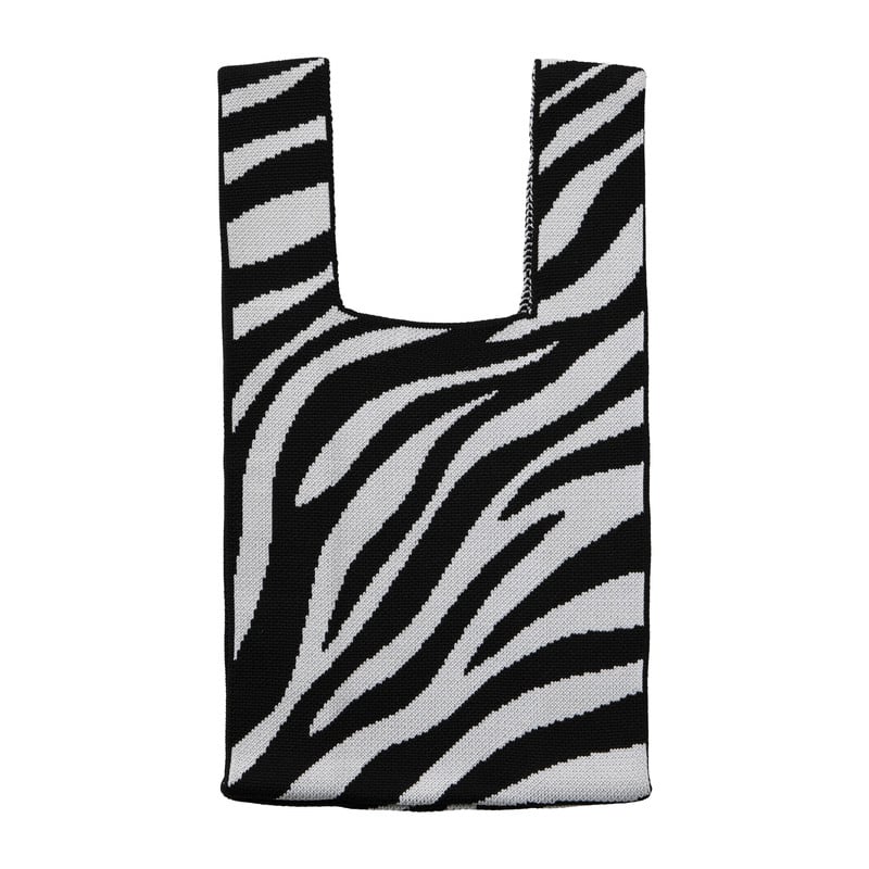 Tas zebraprint - zwart/wit - 34x20 cm