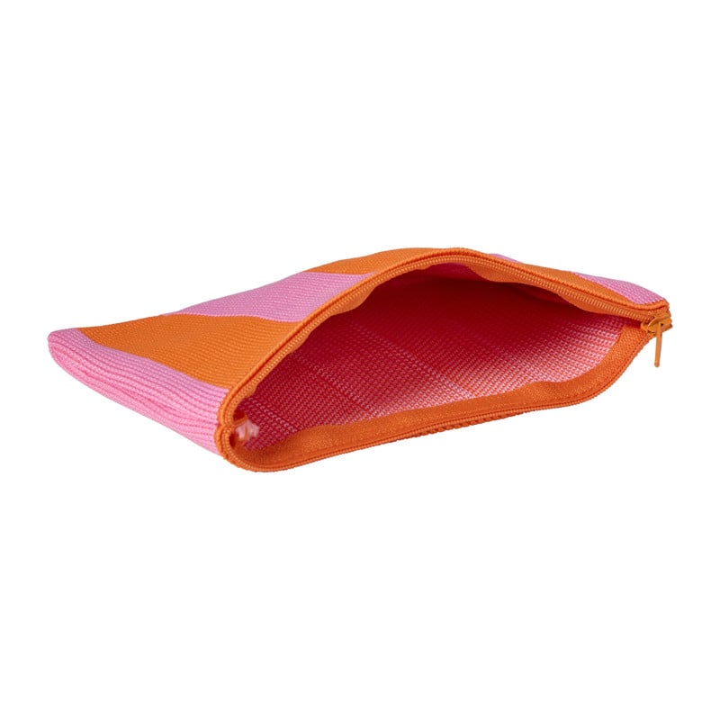 Etui gestreept - roze/oranje - 12x19 cm