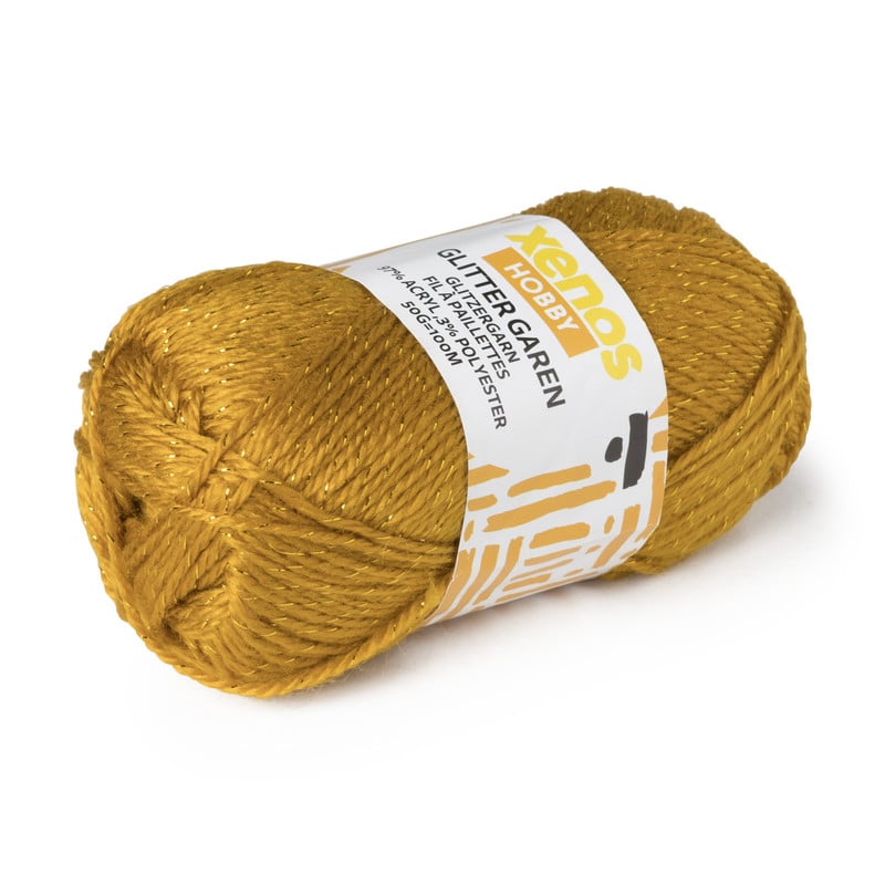 Garen met glitters - geel - 50 gram - 100 meter