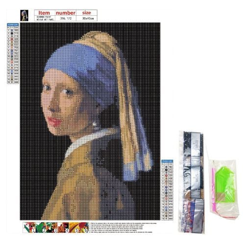 Diamond paint - meisje met parel - 40x30 cm