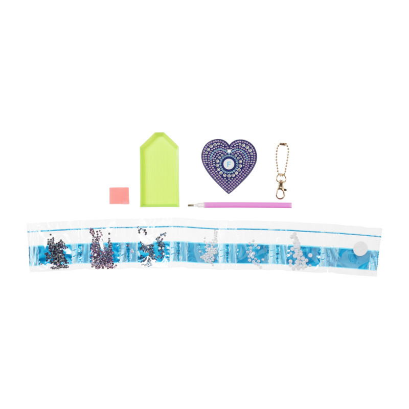 Sleutelhanger hart - diamond paint - 7x7 cm