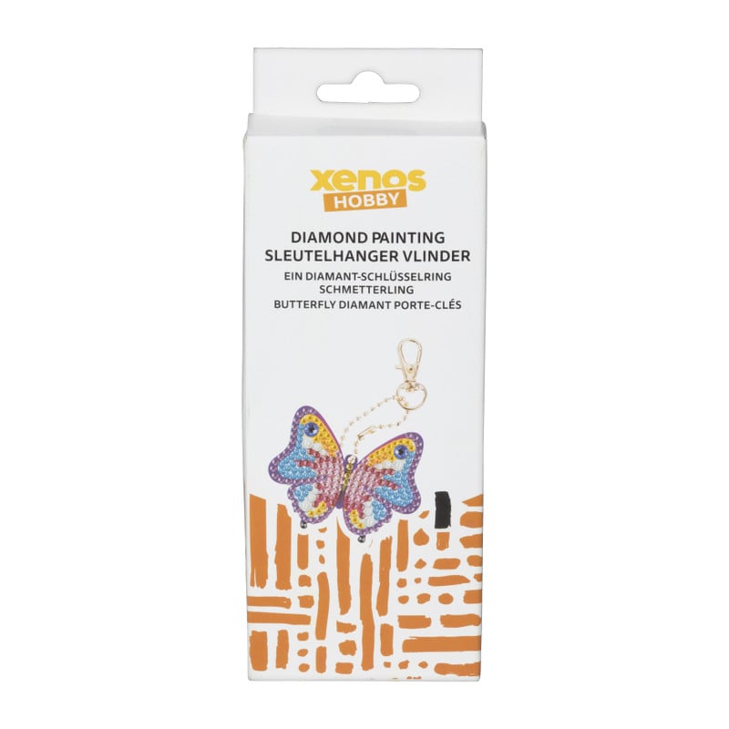 Sleutelhanger vlinder - diamond paint - 7x7 cm