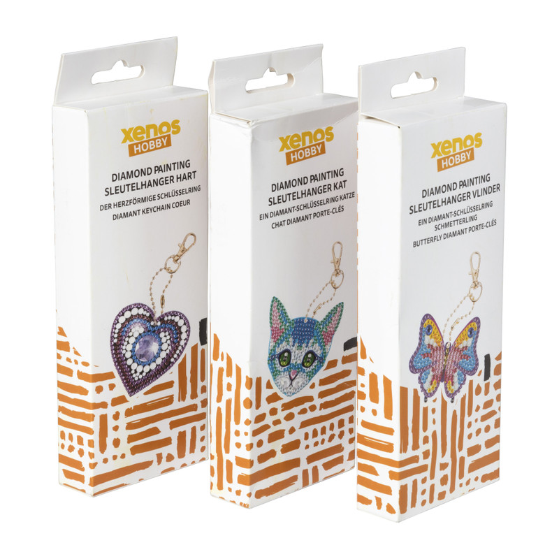 Sleutelhanger kat - diamond paint - 7x7 cm