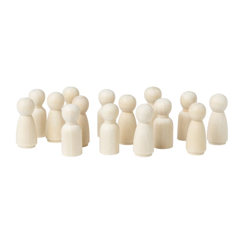 Houten kegelpoppen - set van 10 - 5.3 cm
