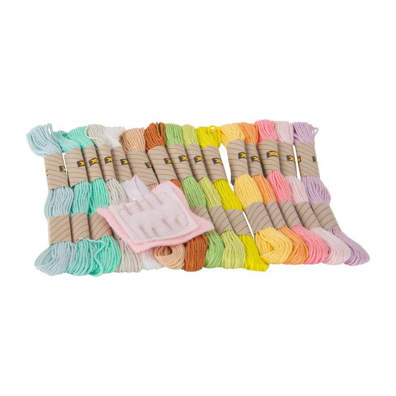 Borduurgaren pastel set - 15 kleuren