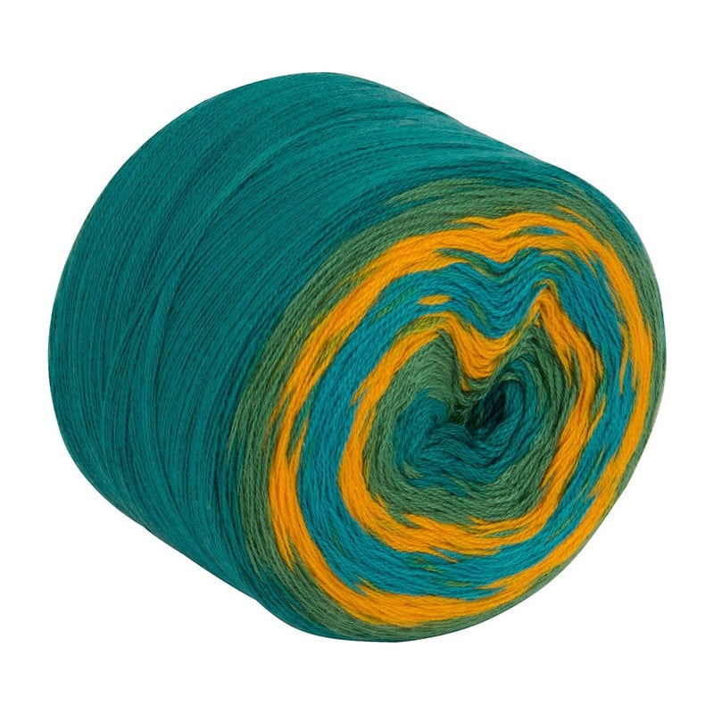 Garen cake - blauw-groen-geel - 80 gr / 300 m