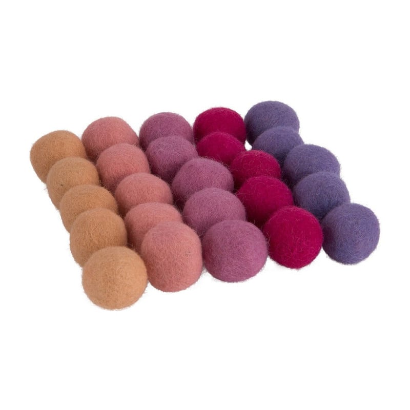 Vilt balletjes - roze mix - set van 25