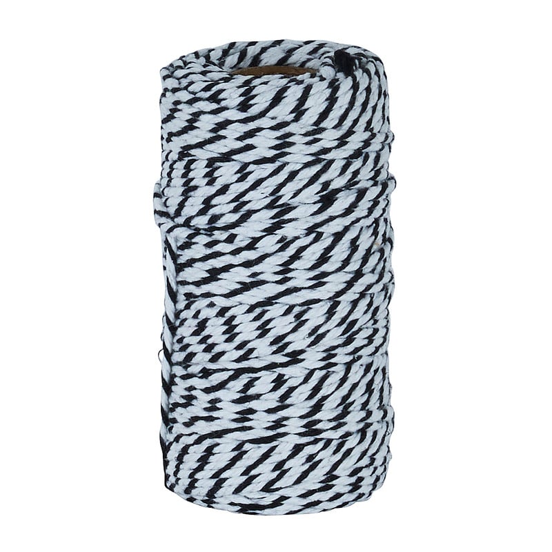 Macrame koord - zwart/wit - 2mm