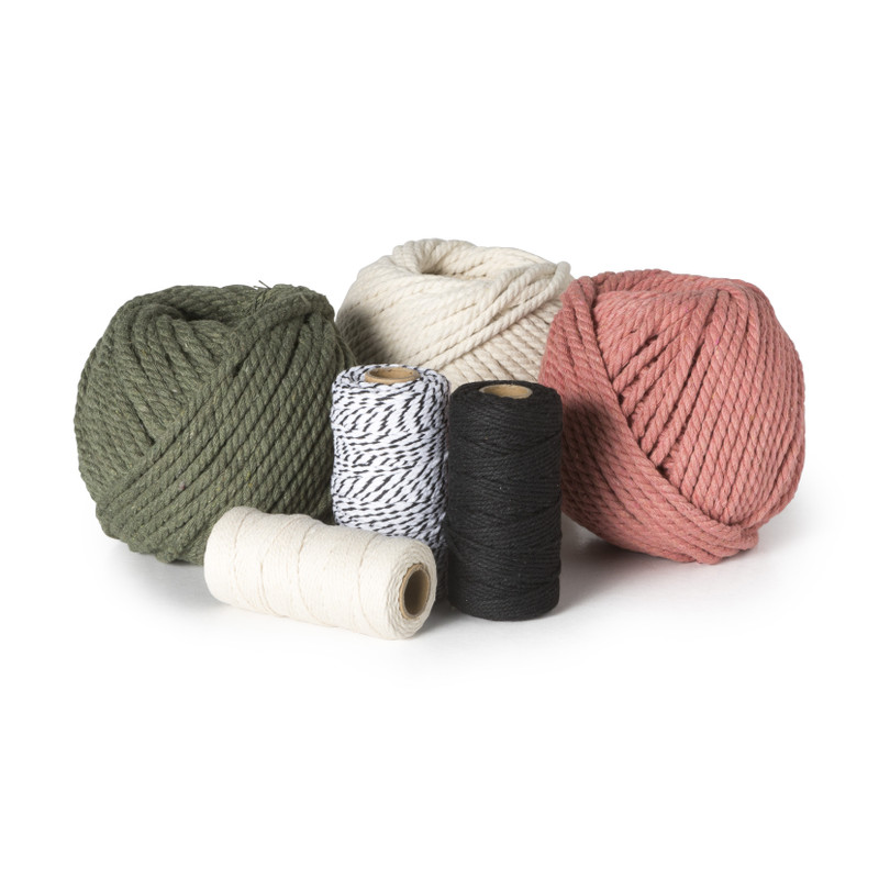 Macrame koord - zwart/wit - 2mm