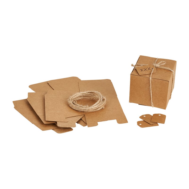 Kraft doosje - 4 stuks - 6x6x5,5 cm