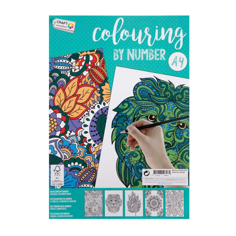 Kleuren op nummer - set van 5 - A4