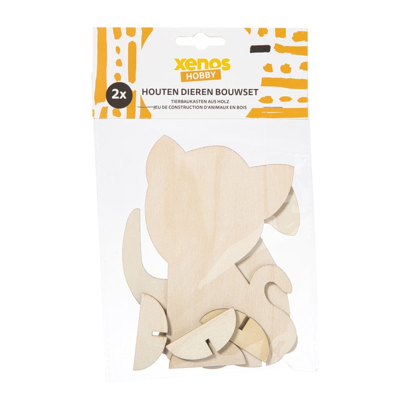 Houten dieren bouwset - set van 2