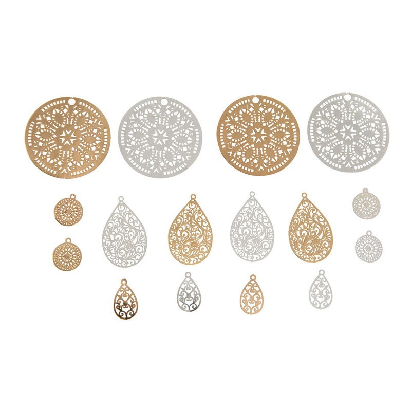 Kersthangers Boho - goud/zilver - set van 16