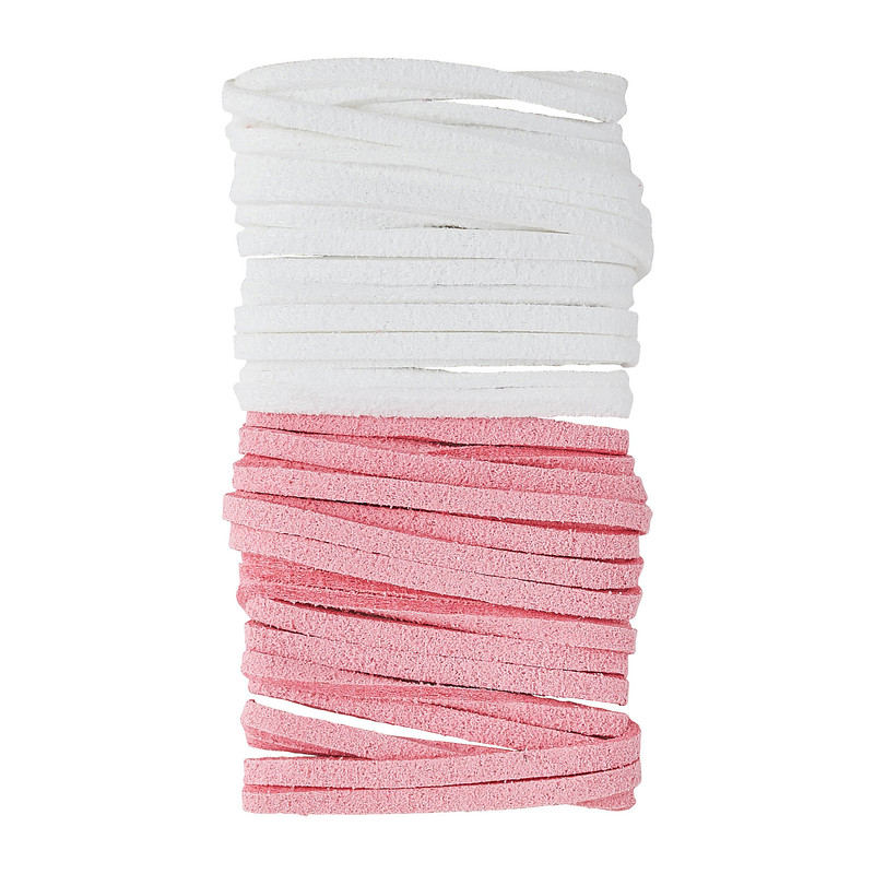 Suede koord - roze/wit - 2x300 cm