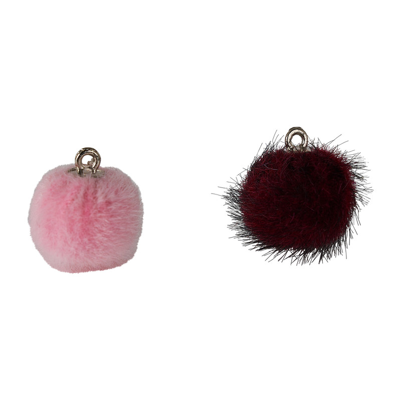 Pompon bedels - blush pink - set van 8