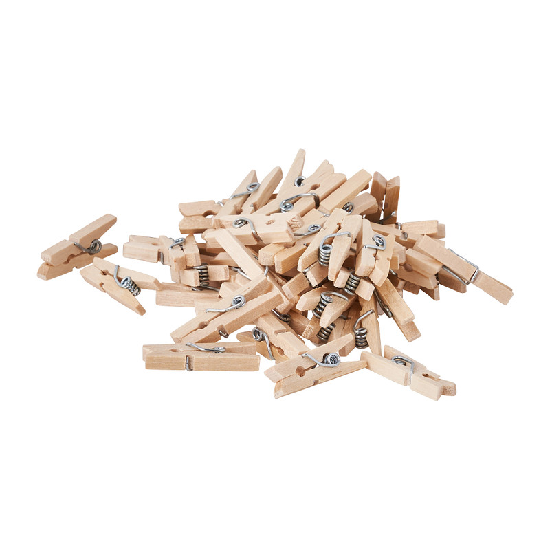Mini wasknijpers - hout - 50 stuks