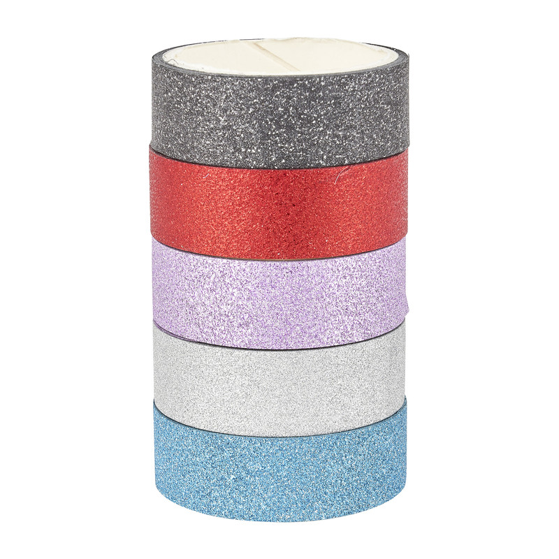 Washi tape multikleur glitters - set van 5