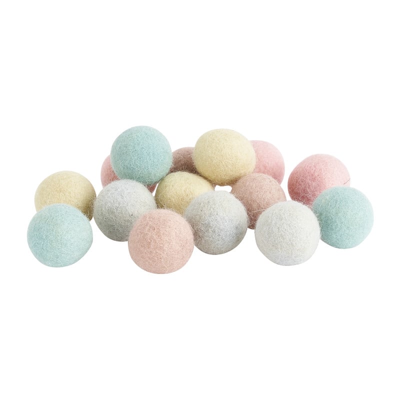 Vilt  balletjes - pastel - set van 15