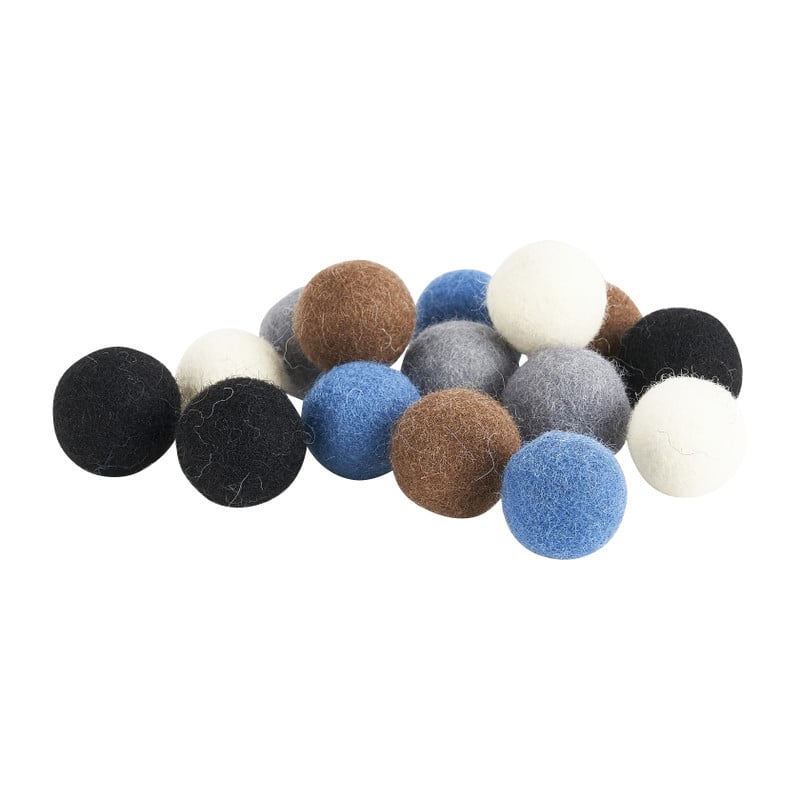 Vilt  balletjes - donker - set van 15