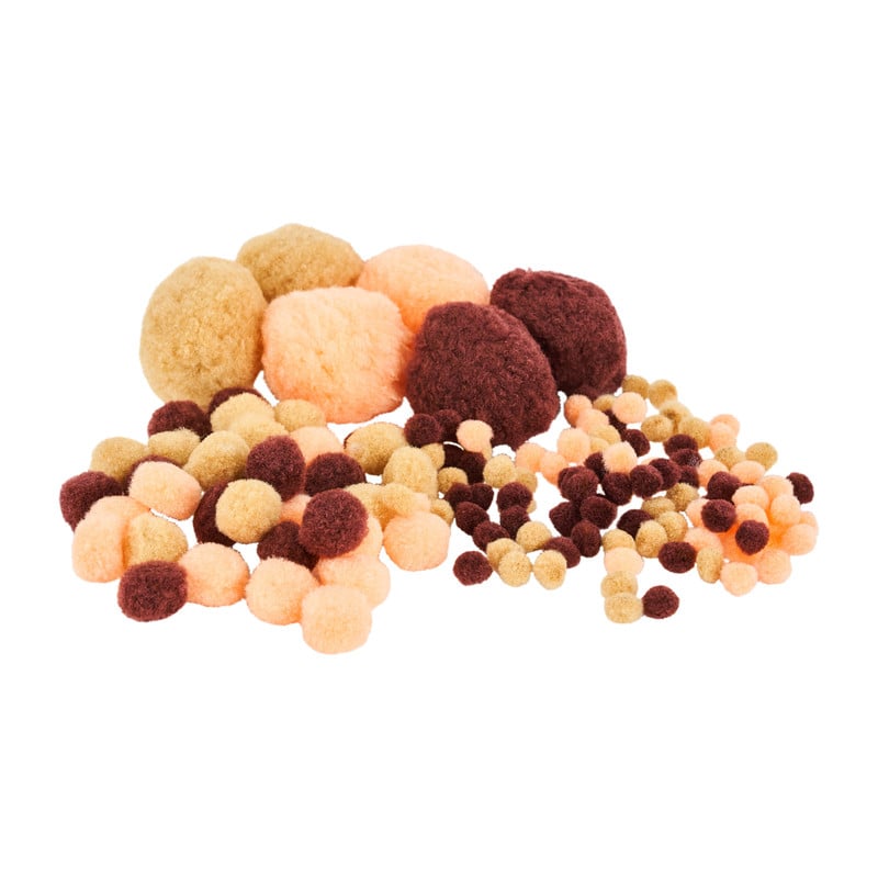 Pompom balletjes - set van 135 balletjes - ø5 cm - ø2 cm - ø7 cm