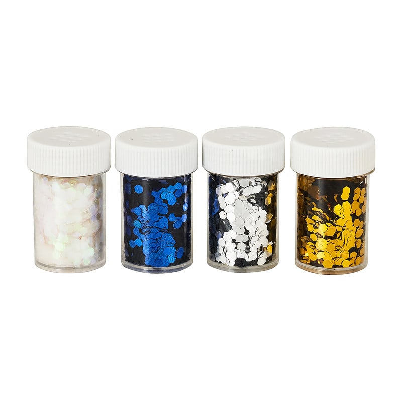 Glitter chunky - zilverkleur/goudkleur - 4x10 gram