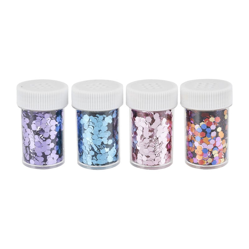 Glitter chunky - blauw/roze - 4x10 gram