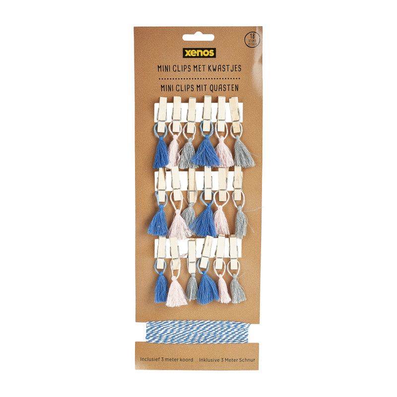 Mini clips met kwastjes - set van 18