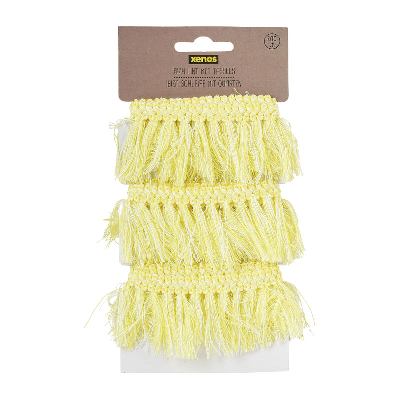 Ibiza lint met tassels - geel - 2 meter