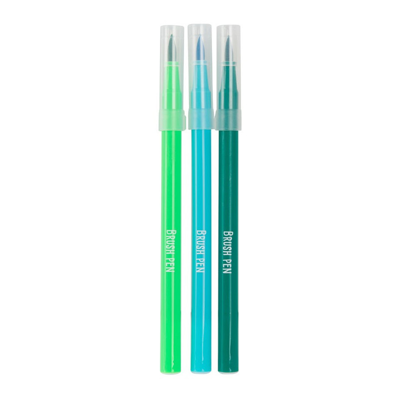 Brushpen - blauw - set van 3