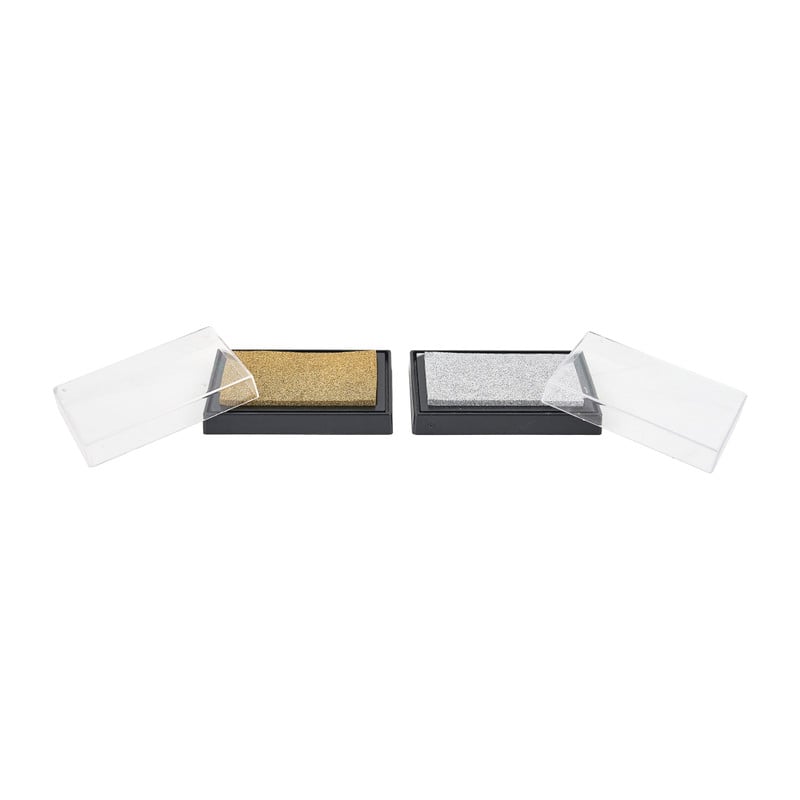 Stempelkussen - goud/zilver - set van 2