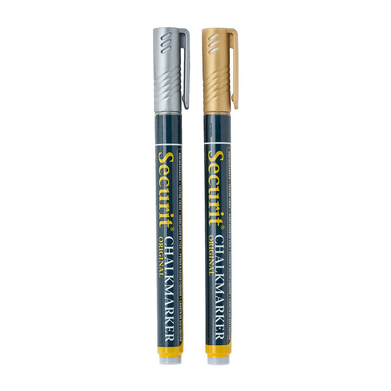 Krijtstiften - zilver/goud - set van 2