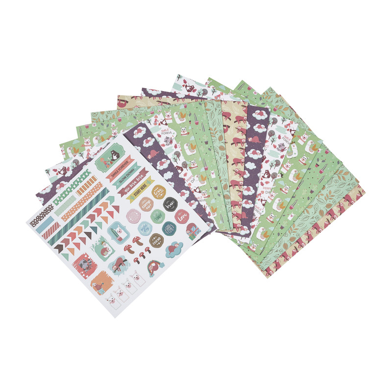 Designpapier en stickers - 12 vellen
