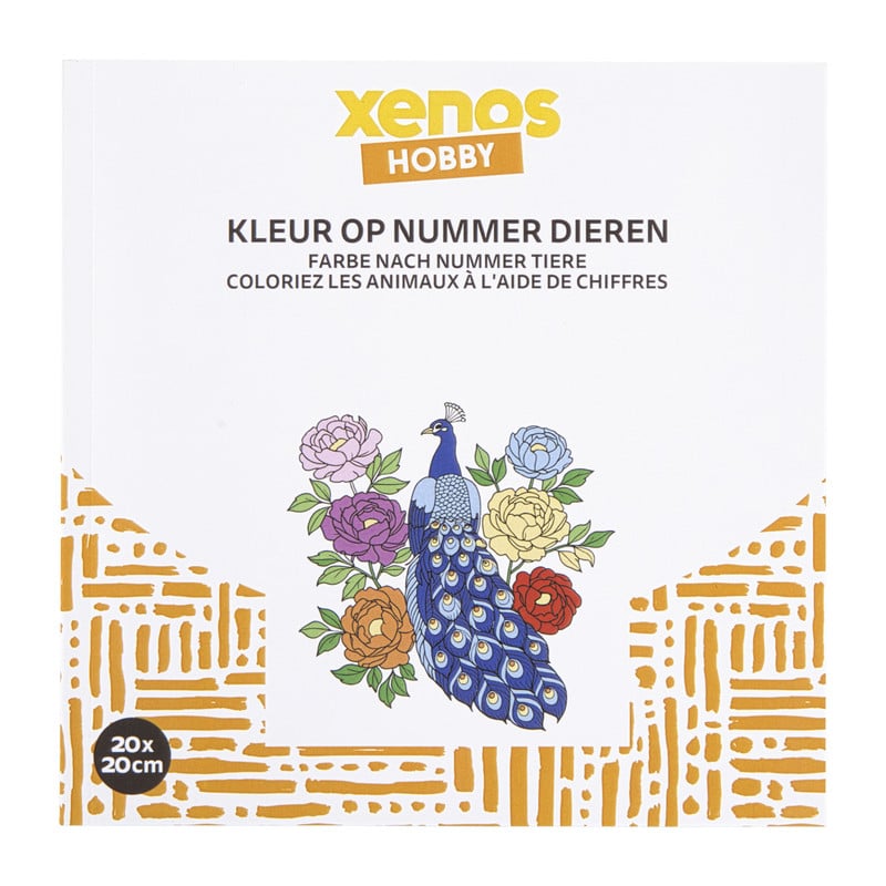 Kleurboek op nummer dieren - 20x20 cm