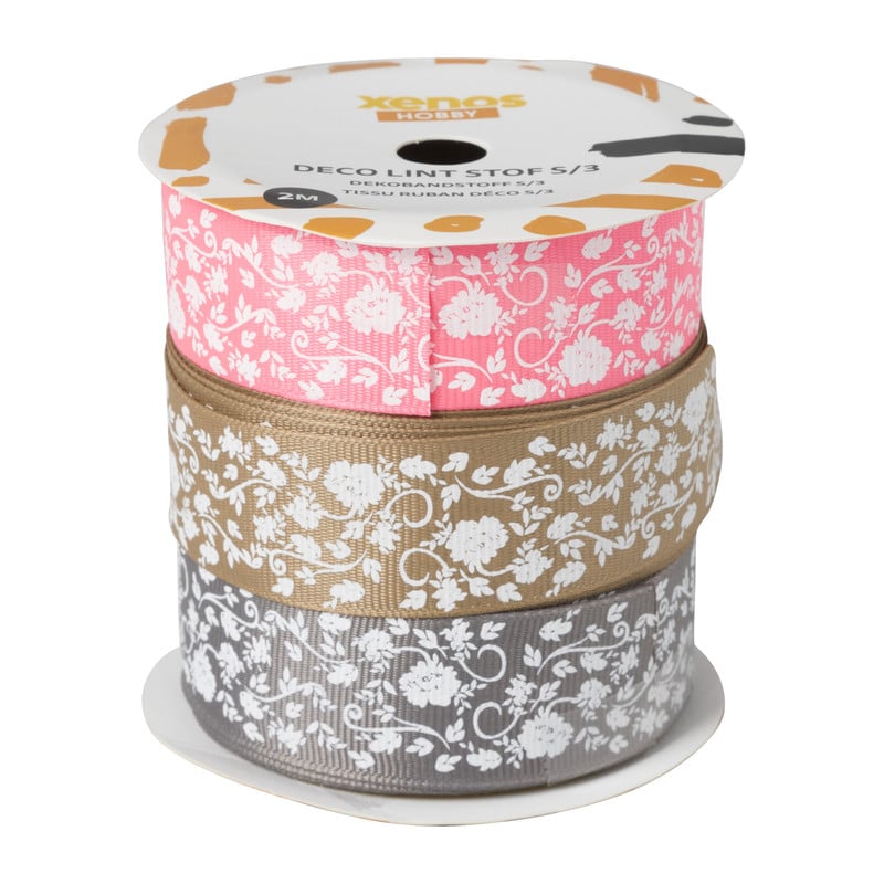 Lint stof bloemen - set van 3 - 100 cm