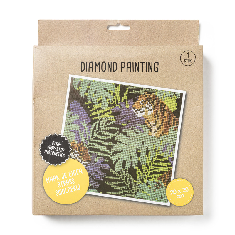Diamond painting - tijger jungle - 20x20 cm 