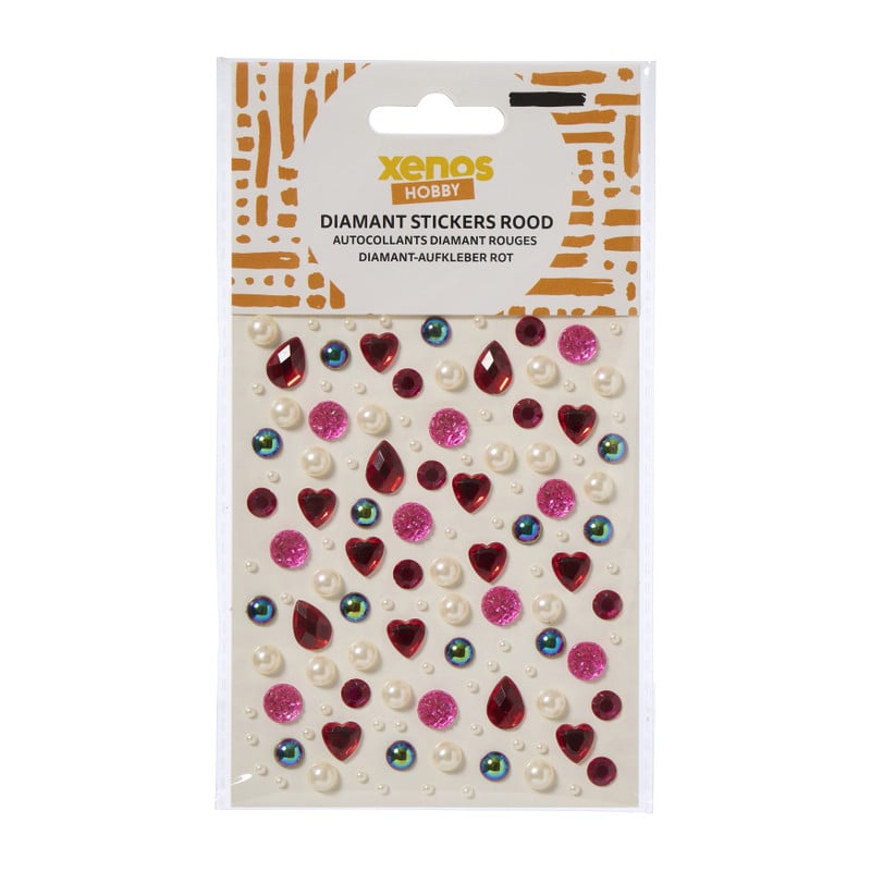 Decoratieve stickers hart & parel - rood