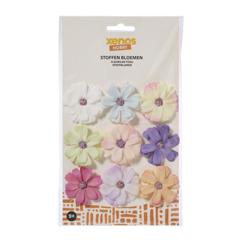 Decoratieve stoffen bloemen - set van 9