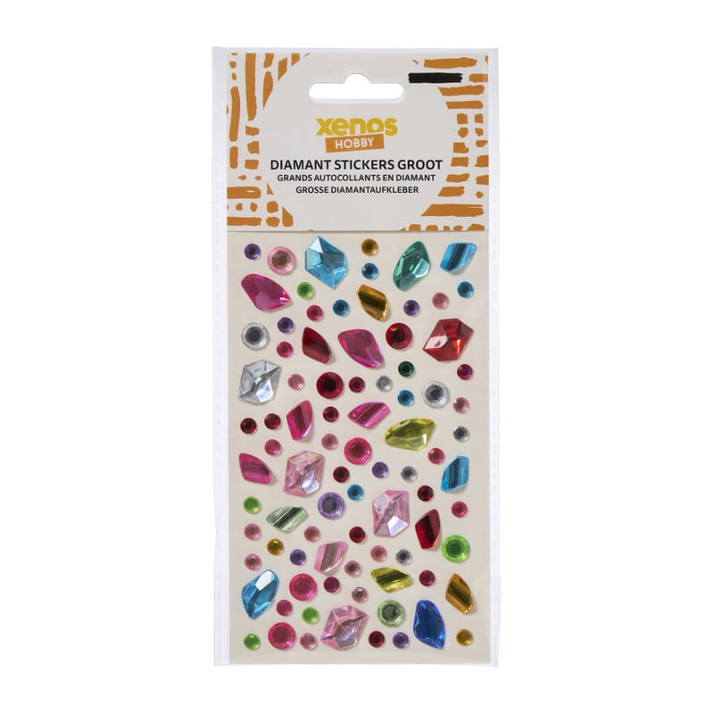 Diamant stickers groot - multikleur